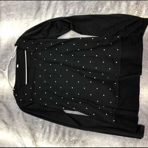 Cute black top with white polka dots!